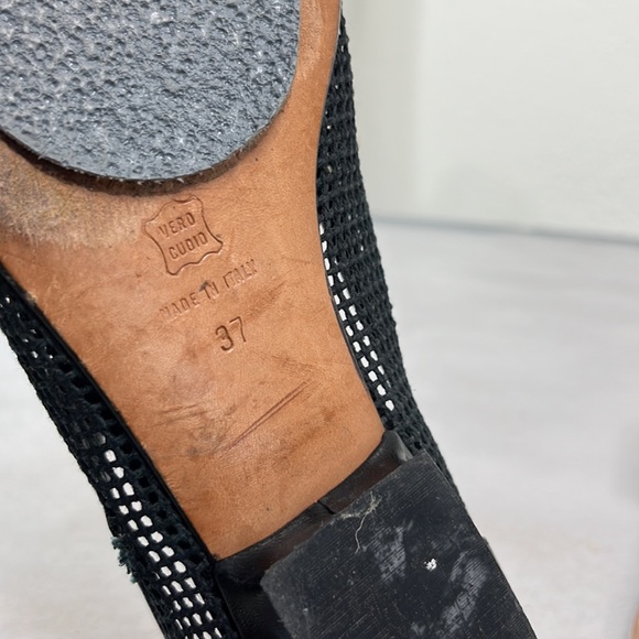 Giorgio Armani Mesh Leather Toe Cap D’Orsay Flats - Picture 8 of 10